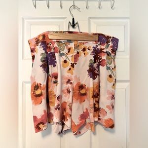 H&M Shorts High Waist Light Pink Large Flowers